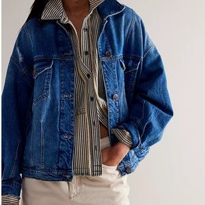 THE BLUES | Dark Wash Jean Jacket w/ Floral Details